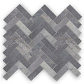 Gray stone mosaic tiles in a herringbone pattern from hampton bays for decorative wall or floor use