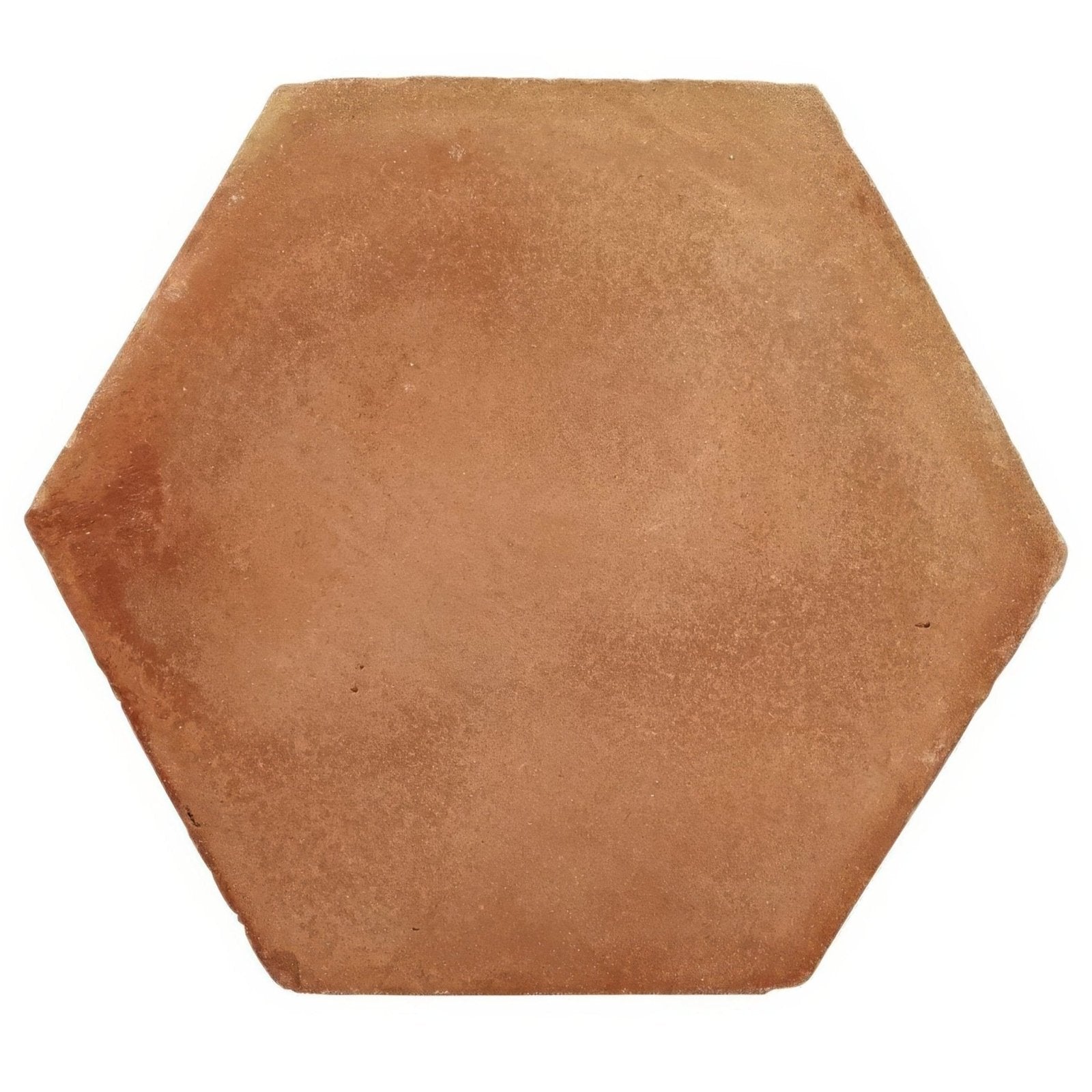 Handmade classic terracotta hexagonal tile with a rustic earthy brown finish and subtle surface texture