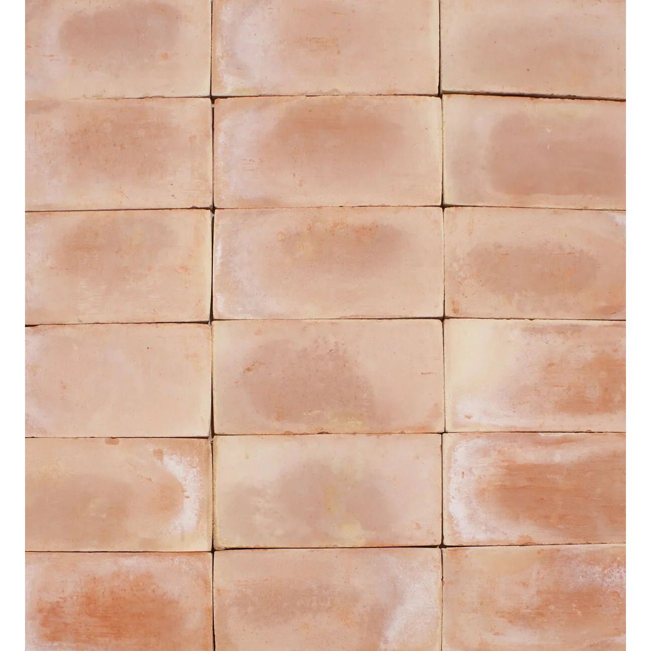 Handmade classic terracotta rectangle tile 15x30cm with a rustic handcrafted finish in terracotta color