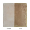 Handmade classic terracotta rectangle tile 15x30cm split to show matte off-white unsealed and warm beige glazed sealed sides