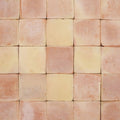Handmade classic terracotta square tile 20 x 20cm with a warm earthy palette of soft pinks and creams