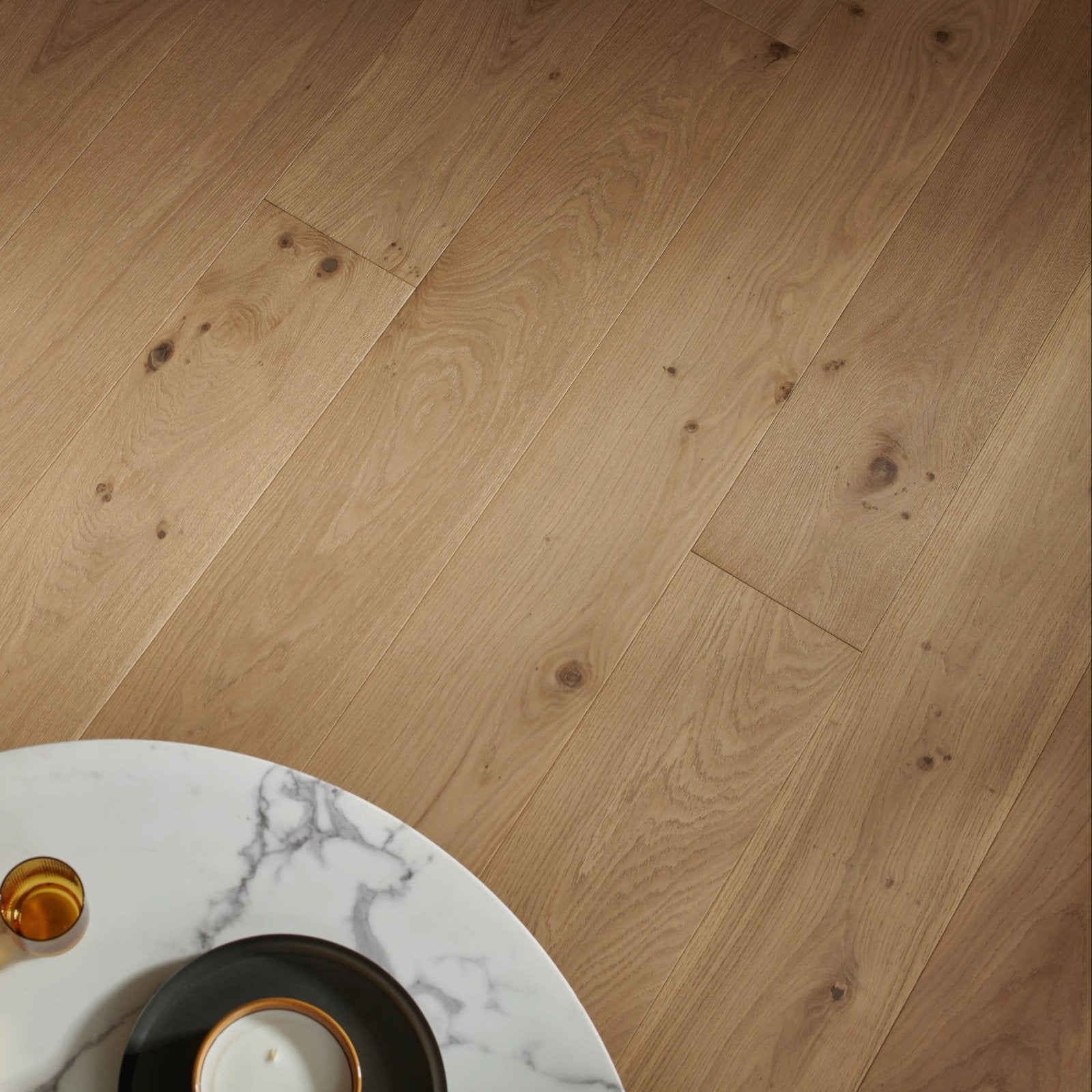 Harlech raw oak light oak hardwood flooring with natural wood grain and subtle knots for interior use
