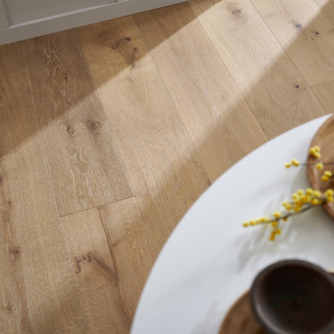 Harlech white smoked oak light oak hardwood flooring with natural wood grain pattern for interior use