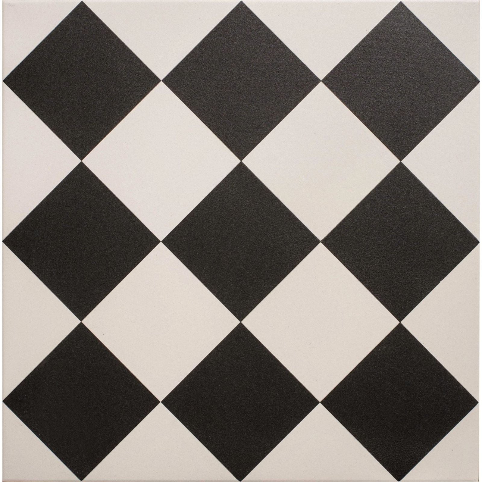 Harlequin large black on chalk floor tile with black and white diamond pattern and matte finish