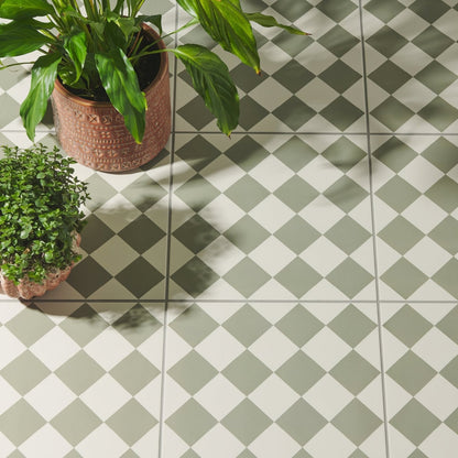 Harlequin Small Green on Chalk