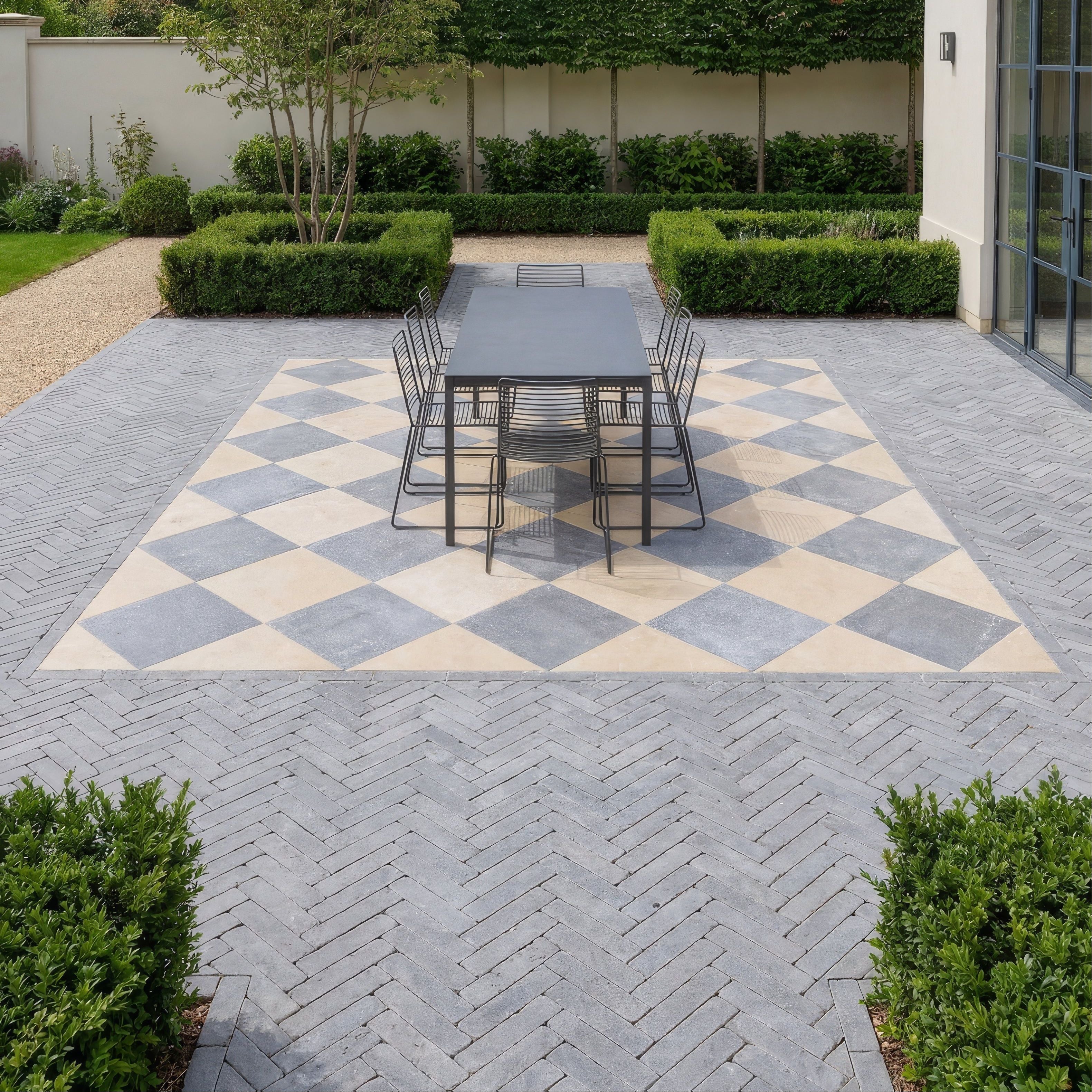 Hazlebury Limestone Tumbled & Etched Klinkers grey limestone klinker pavers