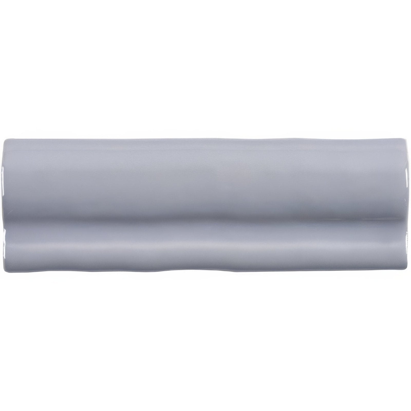 Heather Torus Moulding featuring sleek matte gray ceramic tile with subtle wavy texture and smooth rounded edges