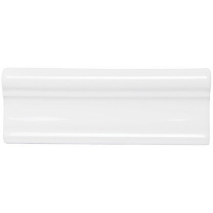 White ceramic rectangular tile helmingham hampton with glossy finish and subtle horizontal ridges