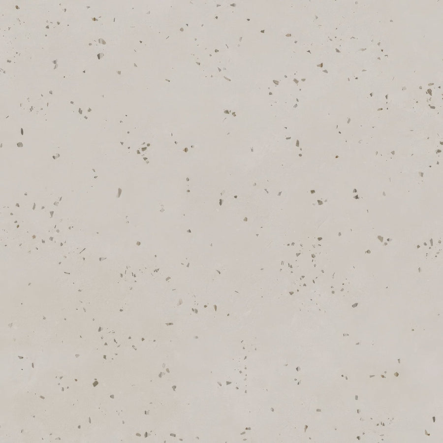 Helsinki 1841 Blanco white porcelain tiles with a beige quartzite countertop