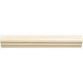 Cream-colored glossy ceramic hemp ogee moulding with smooth slightly curved crown profile for interior trim