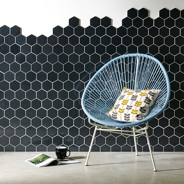 Metallic Hexagon Glass Mosaic Wall Tile