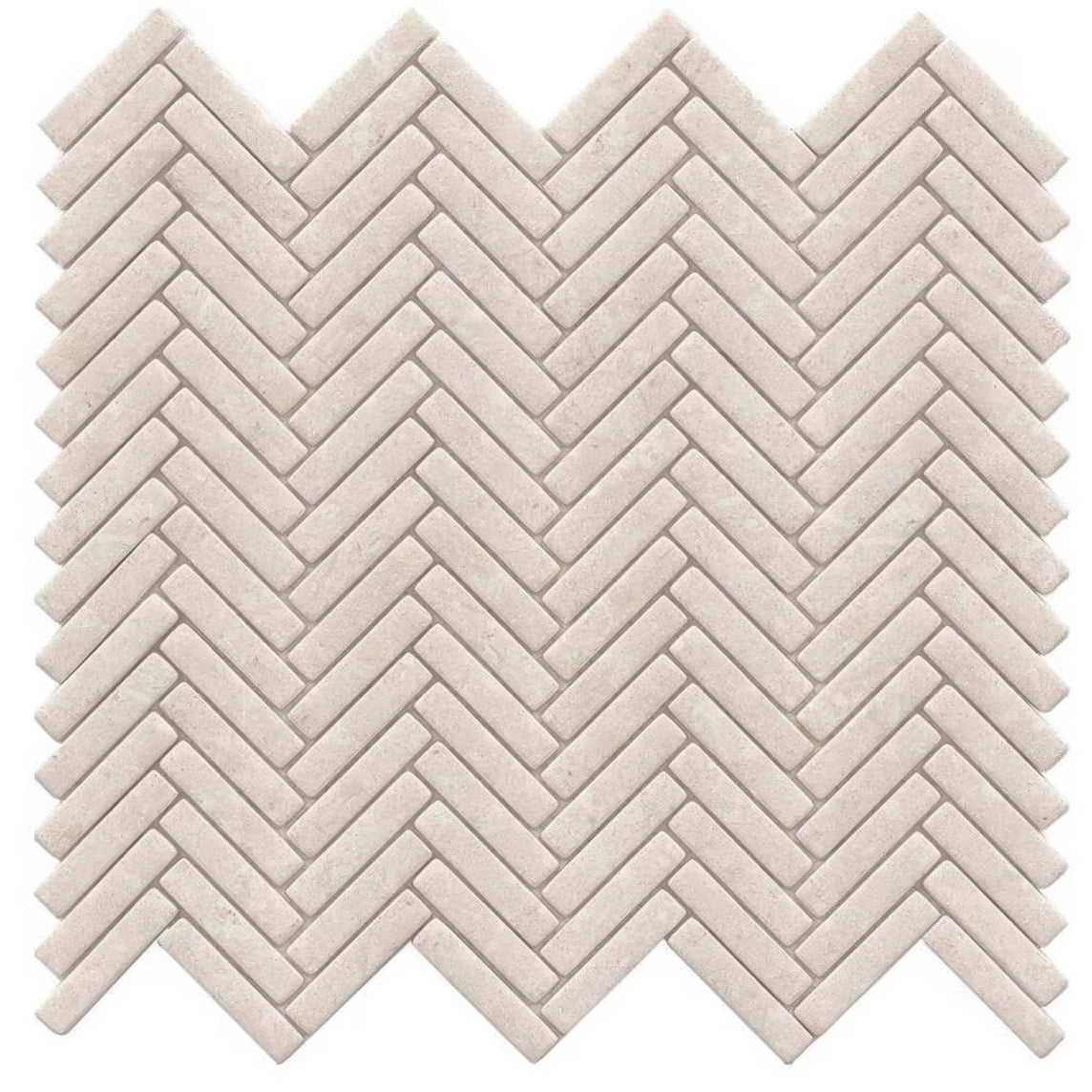Beige herringbone coral caliza mosaic tile with textured stone finish for elegant wall and floor applications