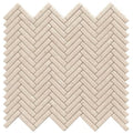 Beige stone mosaic tile in herringbone pattern called herringbone durango bone mosaic for wall and floor use
