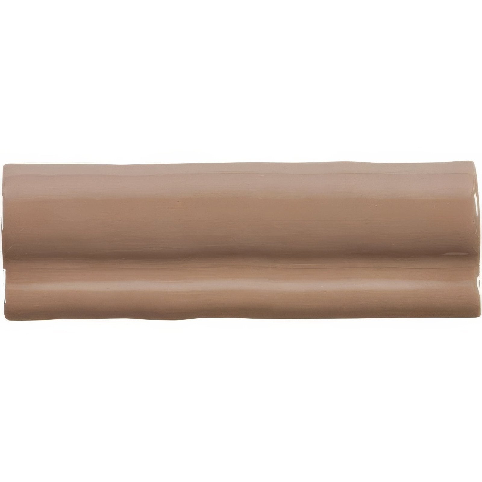 Beige ceramic hessian torus moulding tile with glossy finish and subtle ridged texture