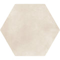Beige hexagonal ceramic tile with a subtle textured surface perfect for flooring and wall applications