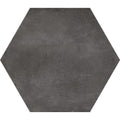 Hexagon black plain dark gray hexagonal tile with textured concrete-like surface for modern flooring and walls