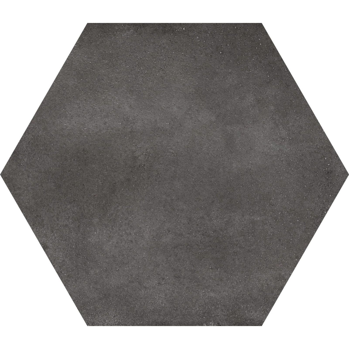 Hexagon black plain dark gray hexagonal tile with textured concrete-like surface for modern flooring and walls