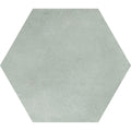 Hexagonal tile hexagon green plain with matte light gray finish and subtle textured surface for flooring or walls