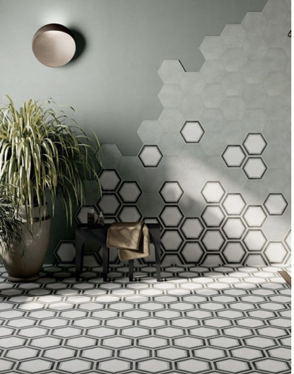 Hexagon White Framed