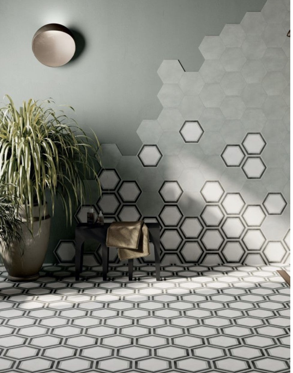 Hexagon White Framed