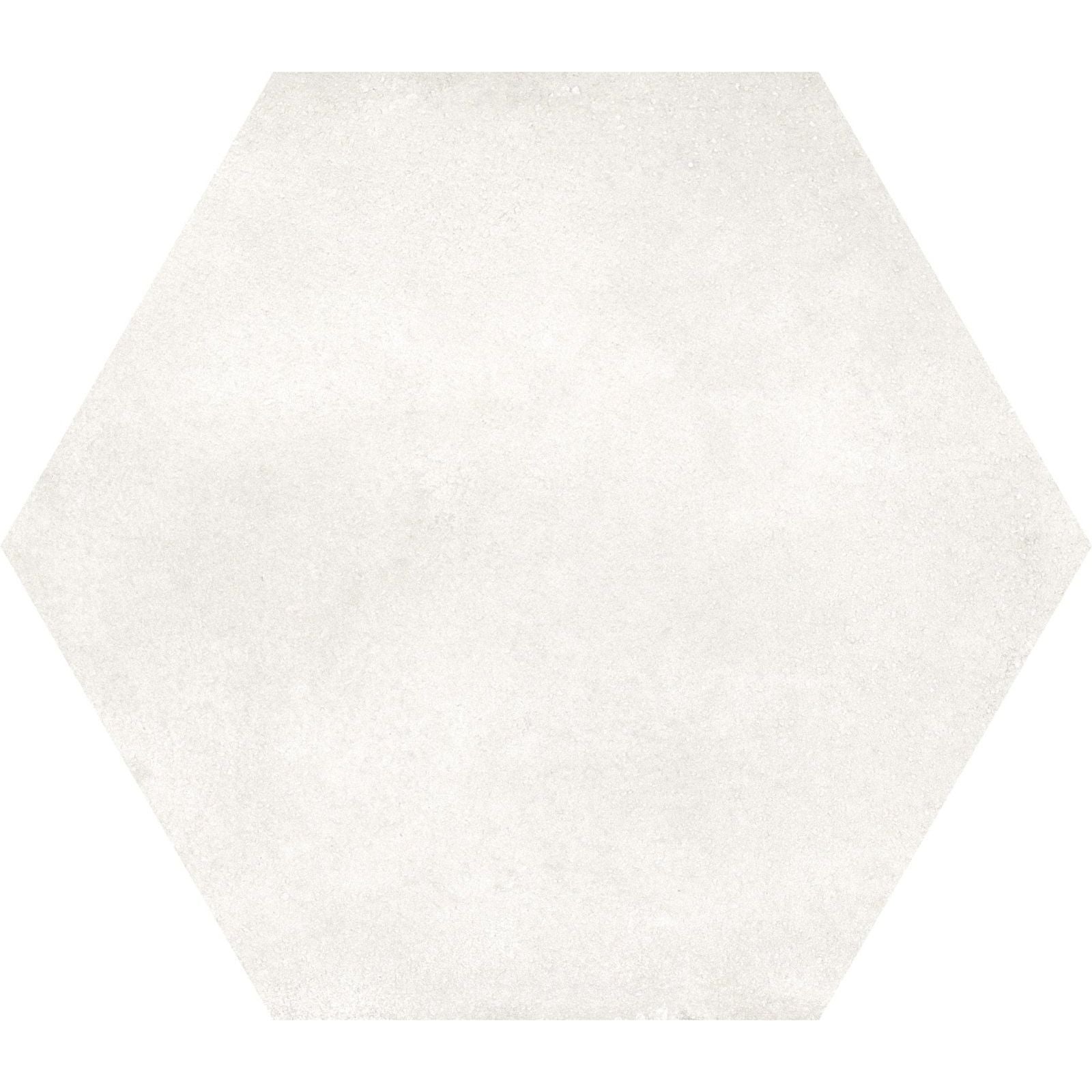 Off-white hexagon white plain tile with subtle textured surface ideal for wall and floor decoration