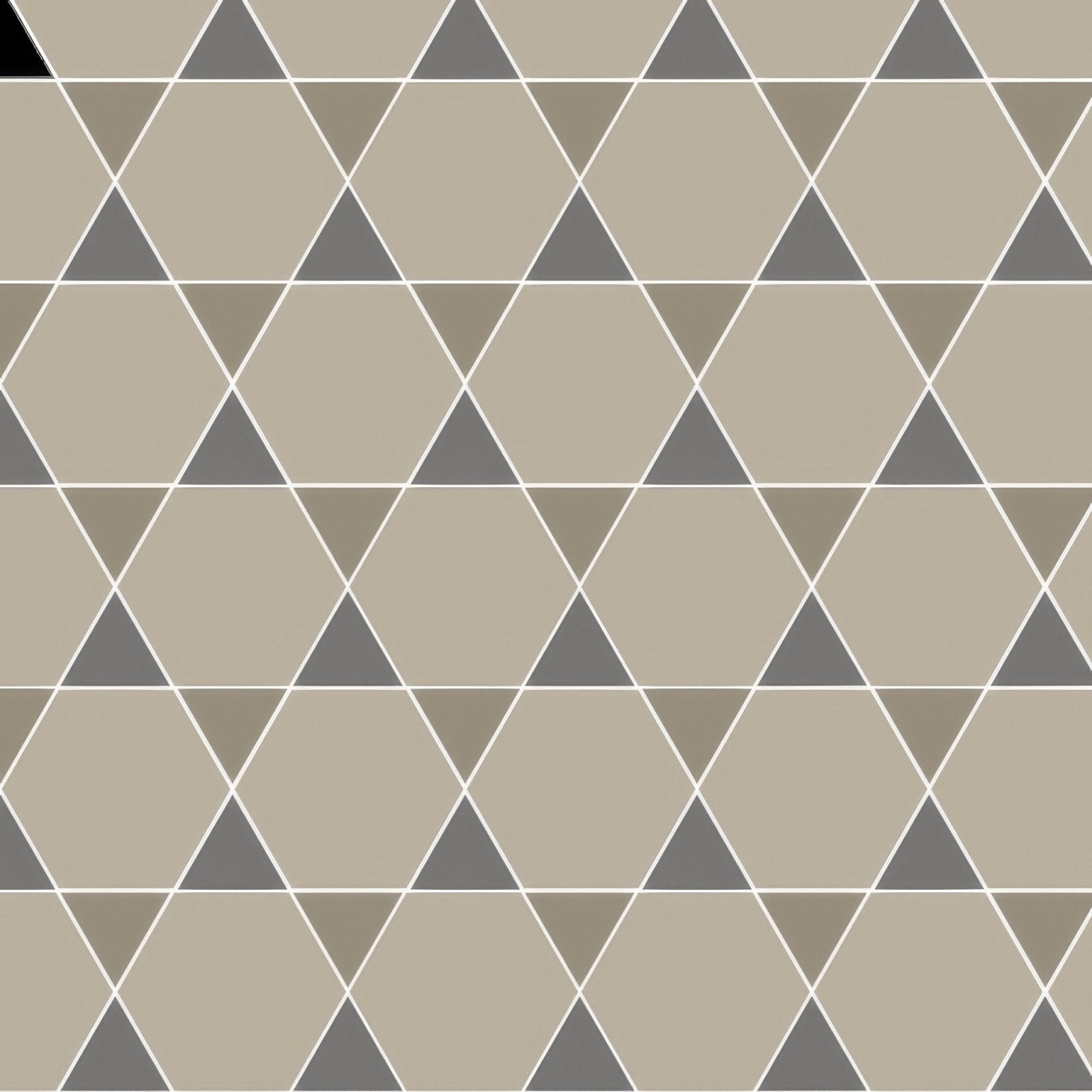 Geometric patterned tile hexham chester mews holkham dune and revival grey with interlocking beige gray off-white triangles