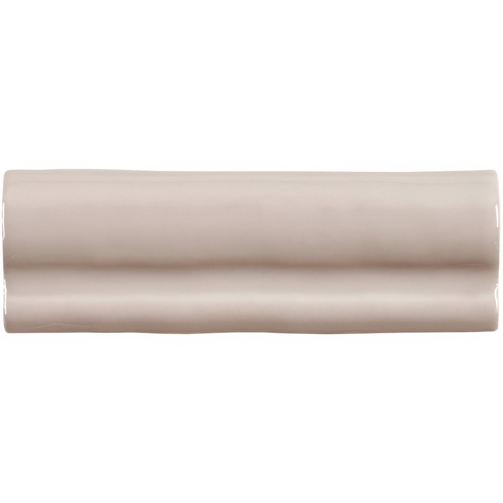 Beige ceramic hibiscus torus moulding tile with smooth glossy finish and subtle wavy ridges along its length
