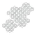High society marble guggenheim white marble mosaic tiles with swirling interlocking circular pattern and subtle gray veining