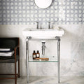 High Society Marble Guggenheim white marble circular-pattern mosaic with a white pedestal sink