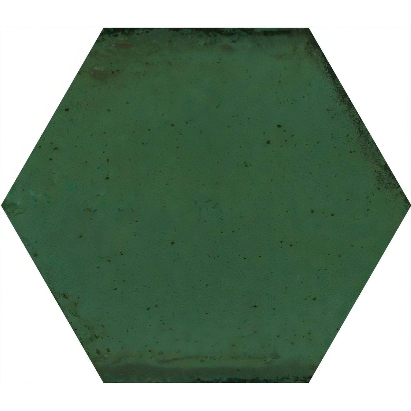 Dark green gloss ceramic hexagon wall tile with textured slightly weathered surface called hope green hexagon gloss ceramic wall