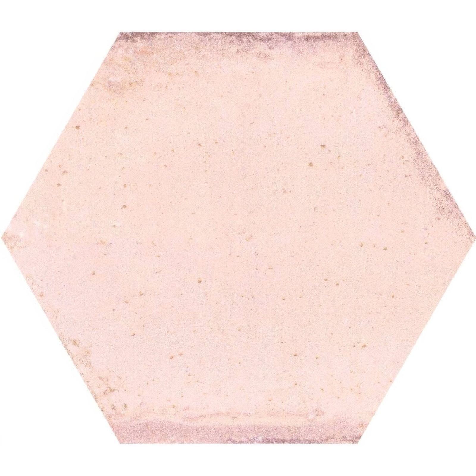 Hope rose hexagon gloss ceramic wall tile with soft pink matte finish and subtle speckled texture
