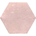 Hope rose hexagon gloss ceramic wall tile with soft pink textured surface resembling aged concrete