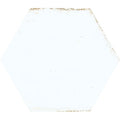 Hope white hexagon gloss ceramic wall tile with textured surface and subtle brownish discoloration on edges