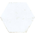 Hope white hexagon gloss ceramic wall tile with white hexagonal shape subtle distressed texture and faint gray speckles
