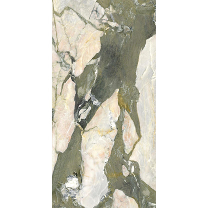 A sleek hoxton porcelain four seasons décor brushed tile with a luxurious beige gray and gold marble-like pattern