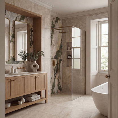Hoxton Porcelain Four Seasons Décor Brushed porcelain tile with a brushed marble-effect finish