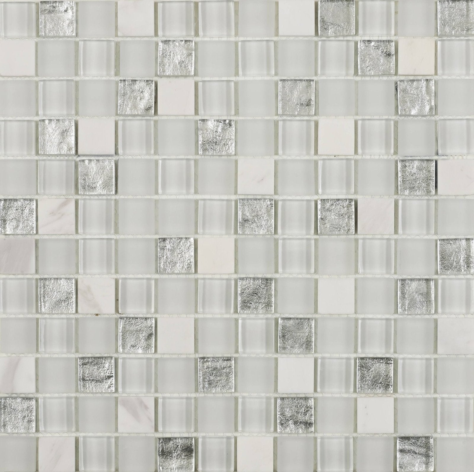 Hutton White Silver Glass and Stone Mix Mosaic