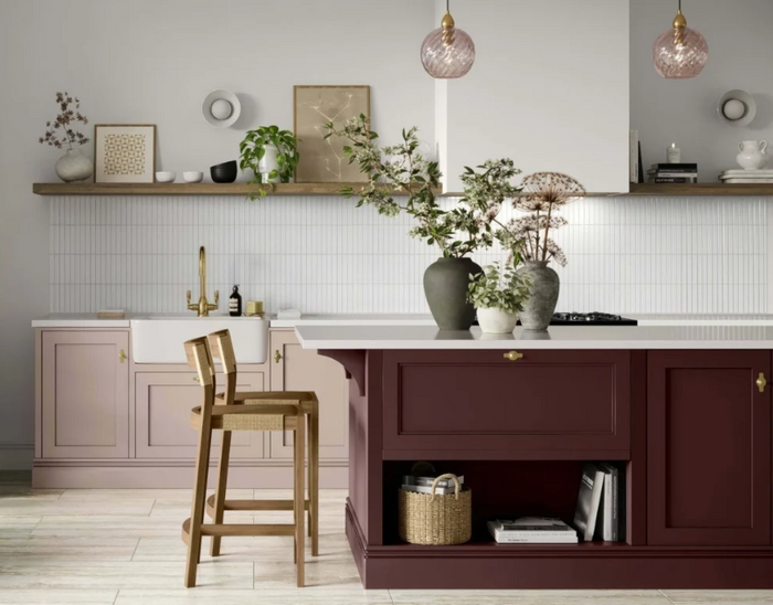 White kit kat mosaic tile backsplash in a contemporary kitchen
