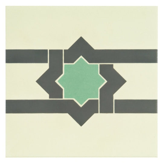 Iberian Border Dark Grey and Dark Jade on White