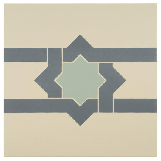 Iberian Border Denim and Light Jade on White