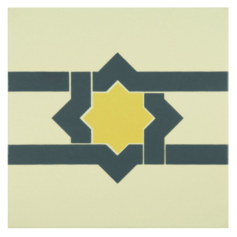 Iberian Border Summer Yellow and Dark Grey on White