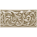 Ickworth Buckingham beige ceramic tile with raised ornate scrollwork design for decorative wall use