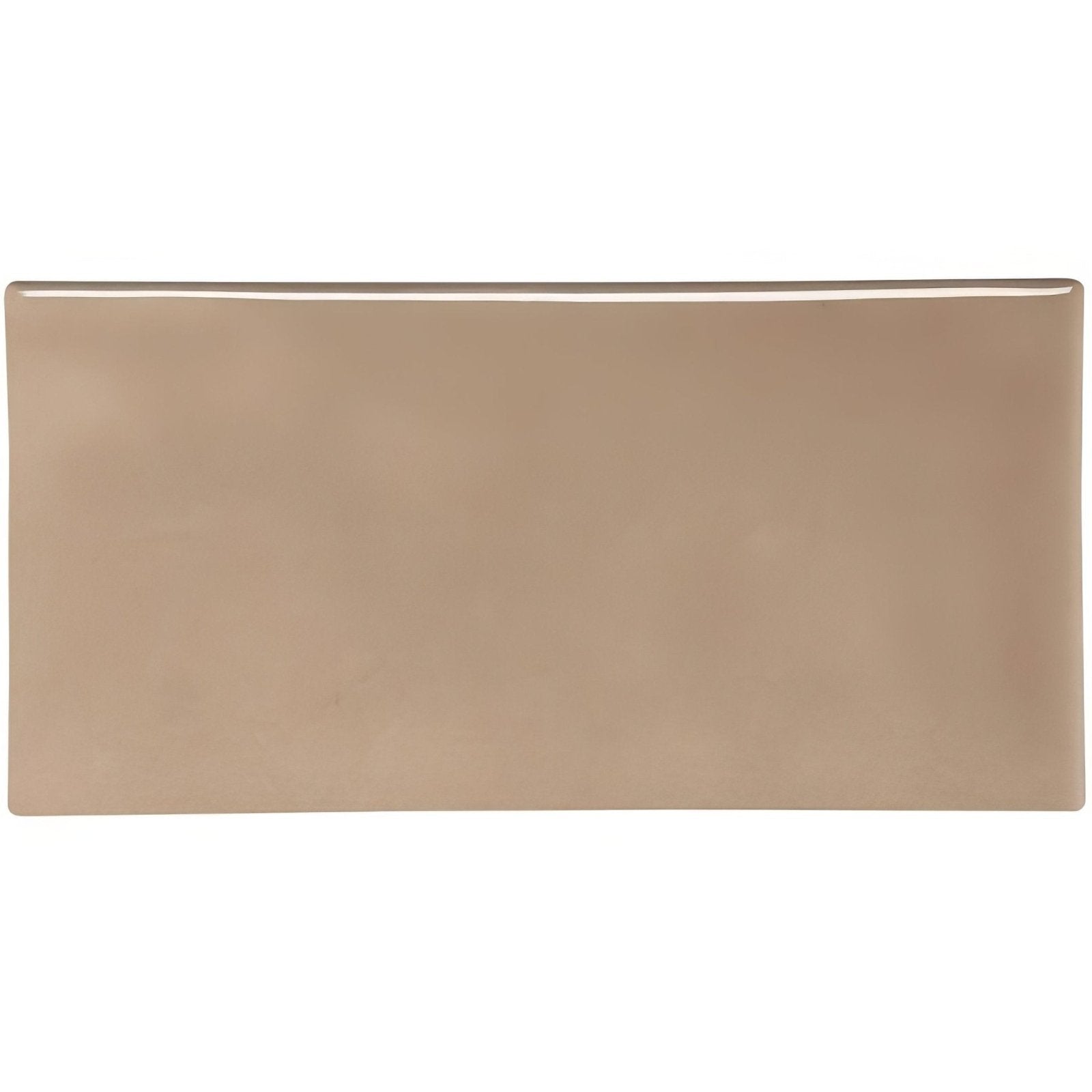 Beige rectangular ceramic Ickworth half tile with a smooth glossy finish for wall and floor use