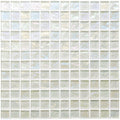 Iridescent white glass mosaic tile with subtle pearlescent sheen from Illusion Glass Mosaic for decorative surfaces