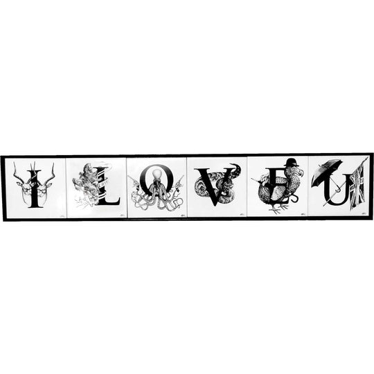 Rory Dobner I LOVE U Framed Tiles - Ceramic