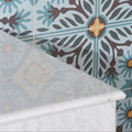 Indirah Porcelain Azure 20 x 20cm blue patterned porcelain tile