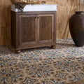 Indirah Porcelain Cotto 20 x 20cm cream and blue patterned porcelain tile