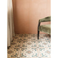 Indirah Porcelain Mocha 20 x 20cm beige and teal patterned porcelain tile