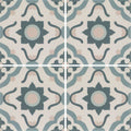 Square ceramic infusion nazare patterned tile with repeating geometric pattern in muted blue gray and beige tones