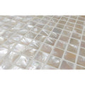 White square mosaic tile innocence 25mm square with glossy iridescent mother-of-pearl surface